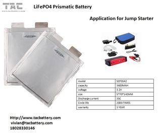 Fast Charging 3600mah Lithium Battery Operated Car Jump Starter  12V Lifepo4 Prismatic Cell